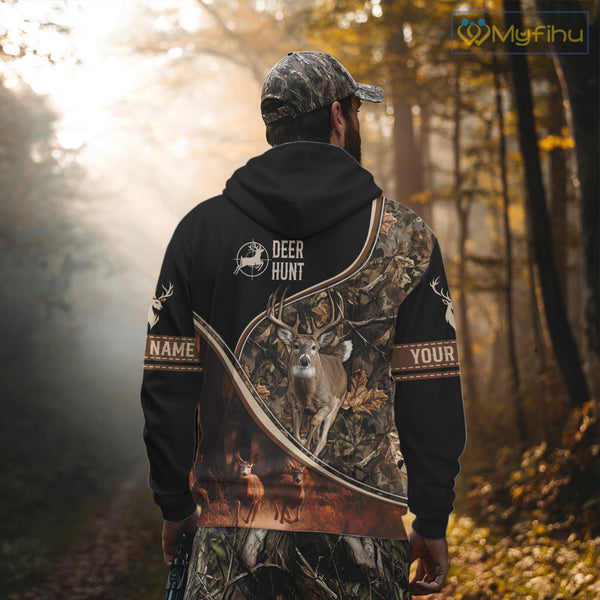 Deer Jumping Shirt Black Camo 3D Custom, Season Deer Hunting, Whitetail Deer Shirt NHT134