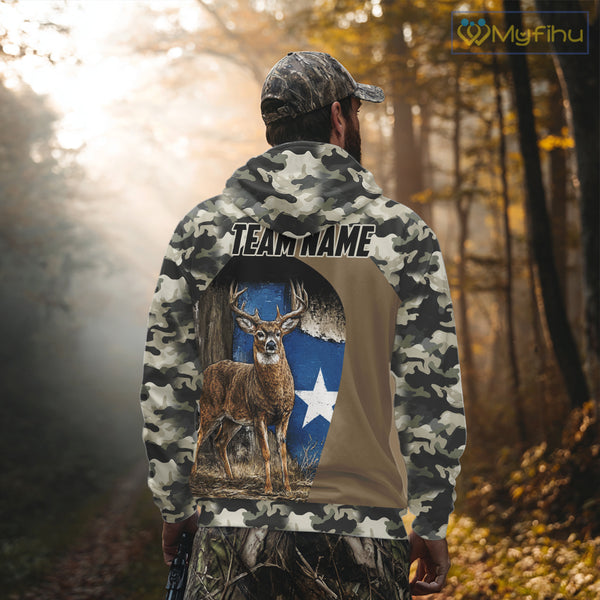 Custom Big Buck Deer Hunting 3D All Over Print Camo with Texas Flag Outdoor Hunting Apparel NHT32