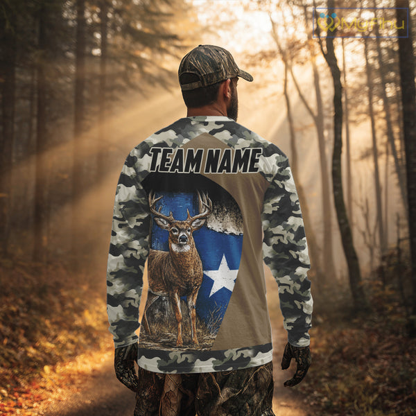 Custom Big Buck Deer Hunting 3D All Over Print Camo with Texas Flag Outdoor Hunting Apparel NHT32
