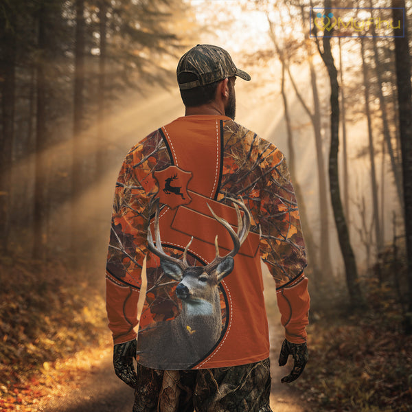 Whitetail Deer Hunting Shirt Orange Camo 3D All Over Print Personalized Gift for Hunters NHT38