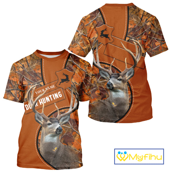 Whitetail Deer Hunting Shirt Orange Camo 3D All Over Print Personalized Gift for Hunters NHT38