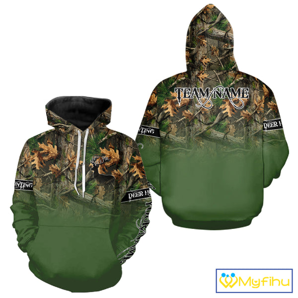 Personalized Green Deer Hunting Camo Full Printing Shirts, Best Hunting Gifts NHT46