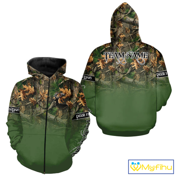 Personalized Green Deer Hunting Camo Full Printing Shirts, Best Hunting Gifts NHT46