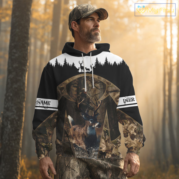 Whitetail Deer Hunting Season Shirt 3D Forest Scene Camo Best Hunting Gift For Hunters NHT48