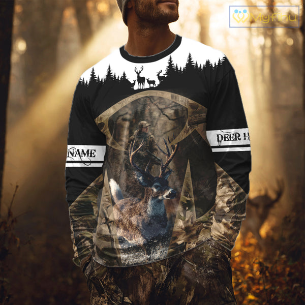 Whitetail Deer Hunting Season Shirt 3D Forest Scene Camo Best Hunting Gift For Hunters NHT48