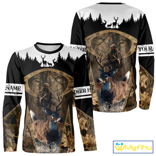 Whitetail Deer Hunting Season Shirt 3D Forest Scene Camo Best Hunting Gift For Hunters NHT48