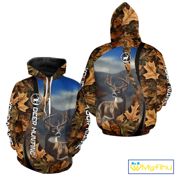 Personalized Deer Hunting Shirt 3D All Over Print with Fall Season Camo Hunting Clothes NHT253