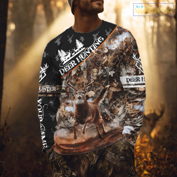 Best Whitetail Deer Hunting Shirt Black Brown Forest Camo 3D All Over Print For Deer Hunters NHT55