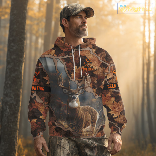Whitetail Deer Hunting Shirt-Personalized US Flag Camouflage, Best Gifts for Deer Hunters NHT71