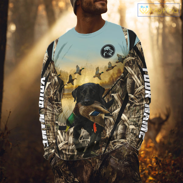 Duck Hunting Black Labrador 3D All Over Printed Camouflage Shirts, Duck Hunting Clothes NHT263