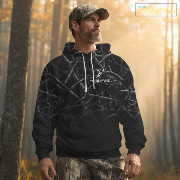 Best Deer Hunting Shirt Black Camo Customize Name 3D All Over Printed Shirts, Hunting Gift NHT82