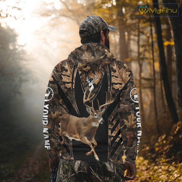 Whitetail Deer Jumping 3D All Over Print Shirts, Personalized Hunting Gifts For Deer Hunters NHT194