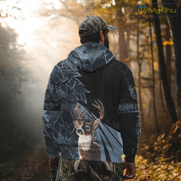 Deer Hunting Dark Blue Camo Grim Reaper Custom Name 3D All Over Print Shirts Gift For Hunters NHT84