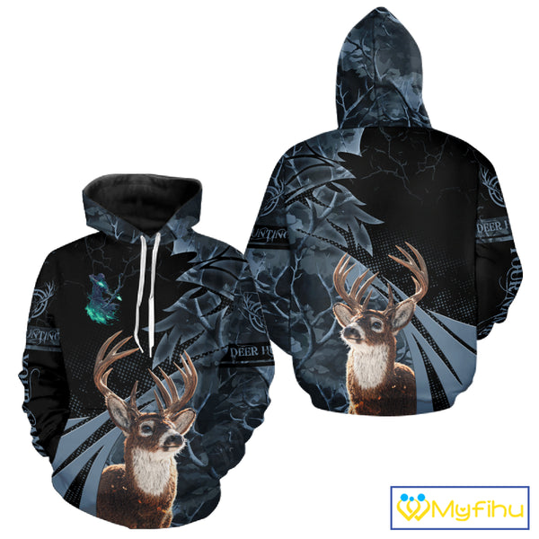Deer Hunting Dark Blue Camo Grim Reaper Custom Name 3D All Over Print Shirts Gift For Hunters NHT84