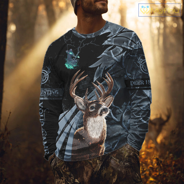 Deer Hunting Dark Blue Camo Grim Reaper Custom Name 3D All Over Print Shirts Gift For Hunters NHT84