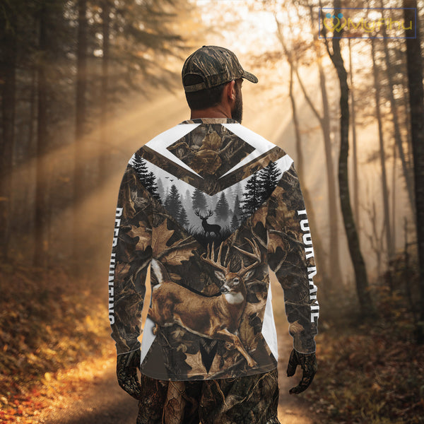 Whitetail Deer Hunting Custom Name Camo Shirt, Deer Hunting Shirt NHT332