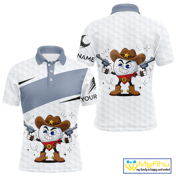 Funny Mens Golf Polo Shirts Custom Cowboy Golf Ball Golf Outfits, Best Golf Gifts NHT860