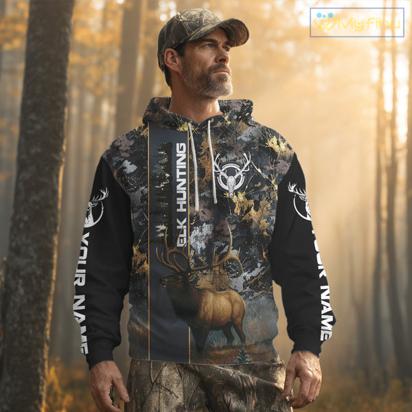 Best Elk Hunting Camouflage Shirts for Elk Hunters, Personalized Hunting Shirts, Hunting Gifts NHT100