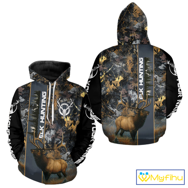 Best Elk Hunting Camouflage Shirts for Elk Hunters, Personalized Hunting Shirts, Hunting Gifts NHT100
