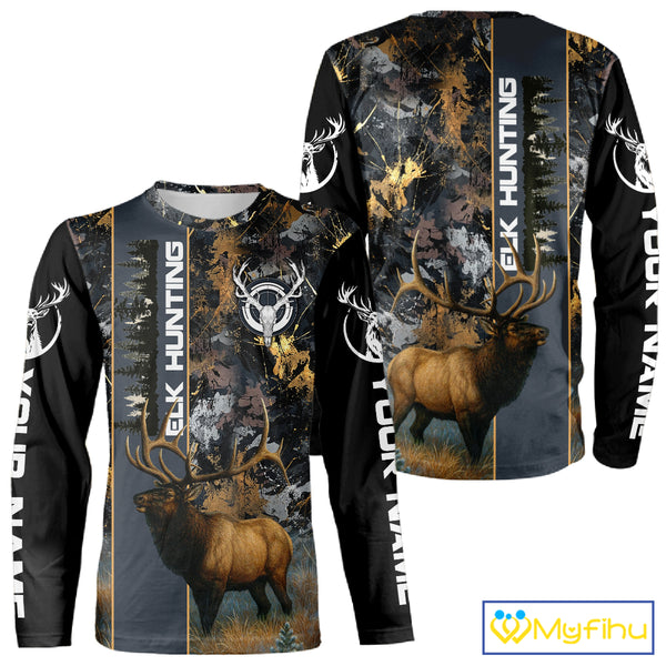 Best Elk Hunting Camouflage Shirts for Elk Hunters, Personalized Hunting Shirts, Hunting Gifts NHT100