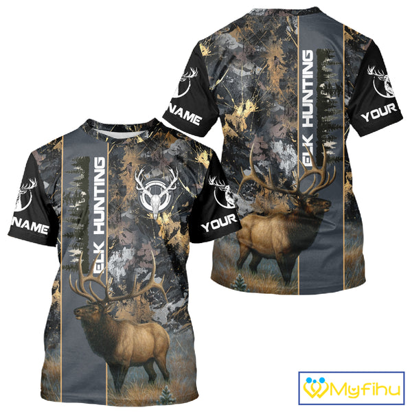 Best Elk Hunting Camouflage Shirts for Elk Hunters, Personalized Hunting Shirts, Hunting Gifts NHT100