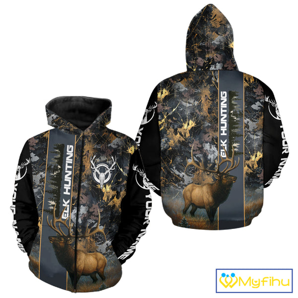 Best Elk Hunting Camouflage Shirts for Elk Hunters, Personalized Hunting Shirts, Hunting Gifts NHT100
