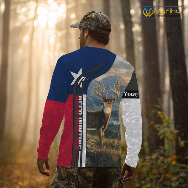 Deer Hunting Shirt with Texas Flag, Personalized Gift for Hunters NHT03