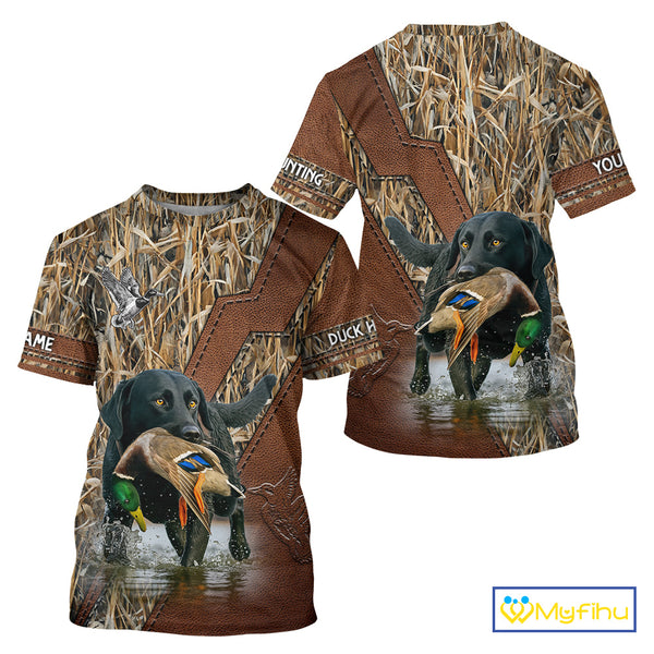 Mallard Duck Hunting With Black Lab Custom Name 3D All Over Print Shirt, Dog Hunting Gifts NHT131