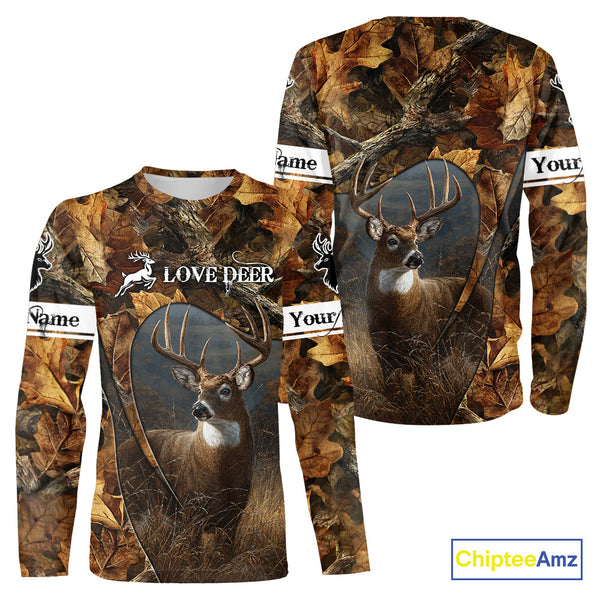 Season Deer Hunting Shirt Brown Camo Fall Pattern 3D Custom Name Clothes For Hunters NHT133