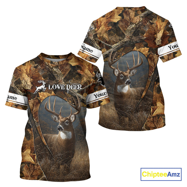 Season Deer Hunting Shirt Brown Camo Fall Pattern 3D Custom Name Clothes For Hunters NHT133