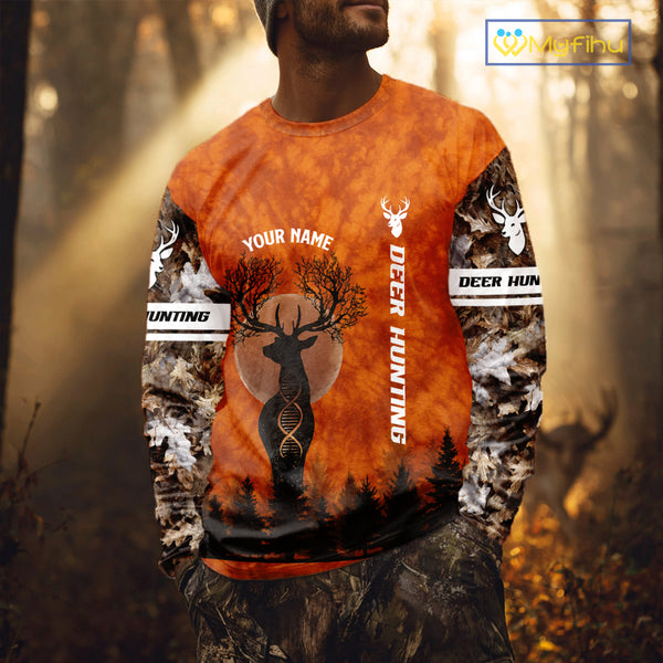 Deer Hunting Season Shirt DNA Tree Design Camo Big Game Hunting Gift, Hunting Clothes For Men NHT45