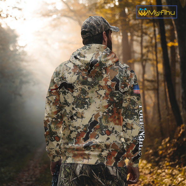 Boar Hunting Shirt Camo Custom Name American Flag Skull Hunting Clothes For Hunters NHT159