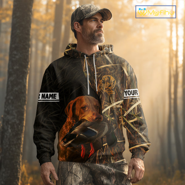 Chesapeake Bay Retriever Duck Hunting Dog Waterfowl Camo Full Printing Shirts, Hunting Gift NHT176