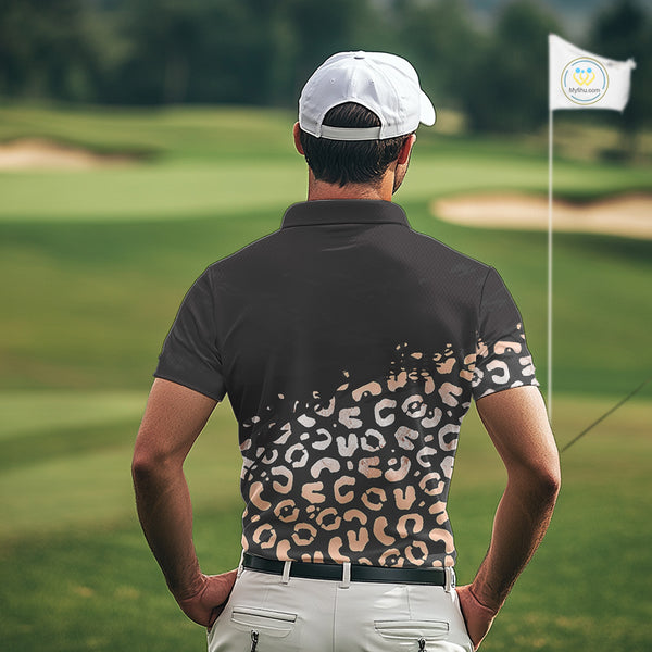 Custom Name Leopard Print Polo Shirt – Stylish Animal Print Golf Polo For Men NHT855