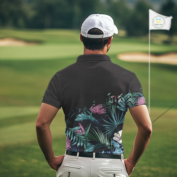 Custom Name Tropical Print Polo Shirt – Stylish Animal Print Golf Polo For Men NHT856