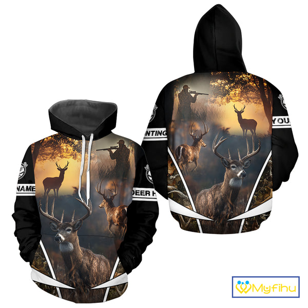 Personalized Deer Hunting Shirt, Custom Name 3D Deer Print, Perfect Gift for Hunters NHT279