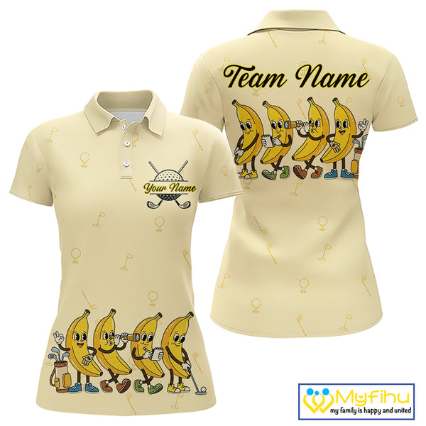 Funny Banana Womens Golf Polo Shirts Team, Womens Golf Jerseys For Golfer, Golf Gifts NHT908