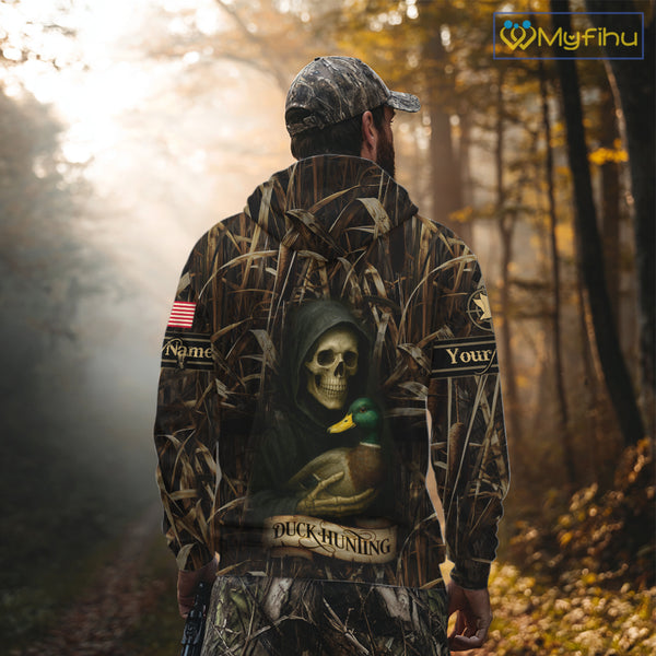 Duck Hunting Camouflage US Flag Custom 3D All Over Printed Shirts Personalized Hunting gift NHT106