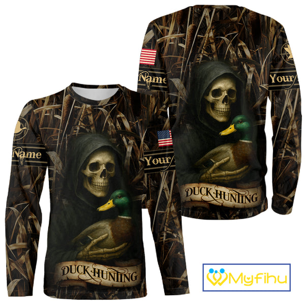 Duck Hunting Camouflage US Flag Custom 3D All Over Printed Shirts Personalized Hunting gift NHT106