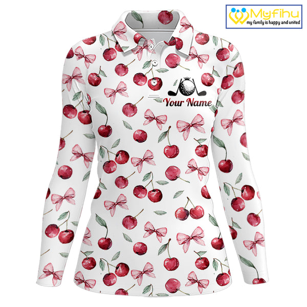 Funny Golf Polo Shirt For Womens Cherry Pattern Summer Sport Top For Team NHT881