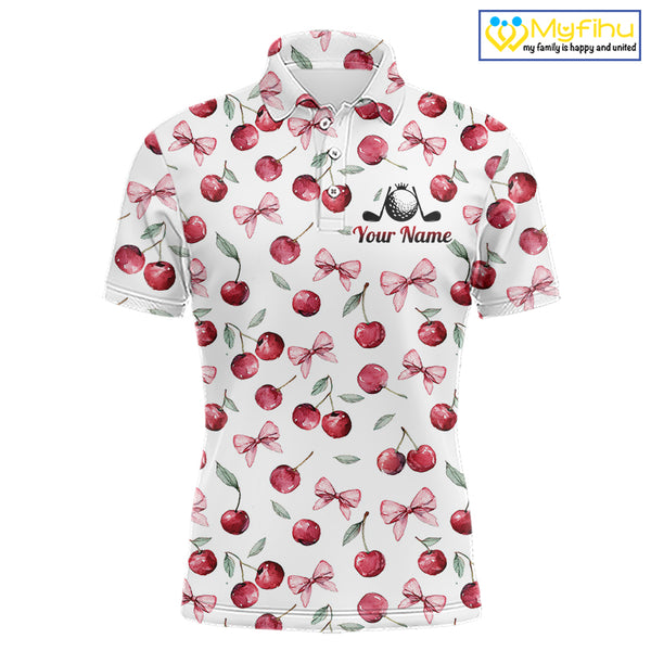 Funny Golf Polo Shirt For Mens Cherry Pattern Summer Sport Top For Team NHT881