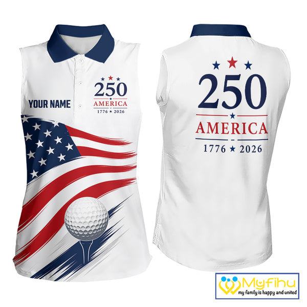 America 250Th Anniversary Sleeveless Womens Golf Polo Shirts, Patriotic Team Golf Jerseys NHT885