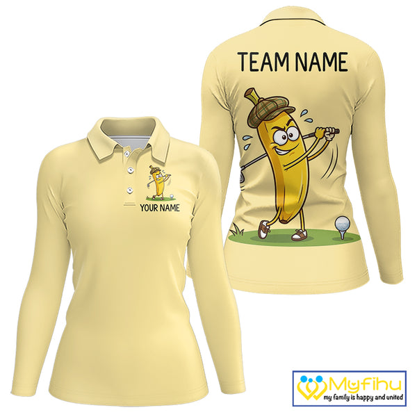 Funny Banana Womens Golf Polo Shirt, Custom Golf Polo For Women, Golf Jersey For Golf Lovers NHT906