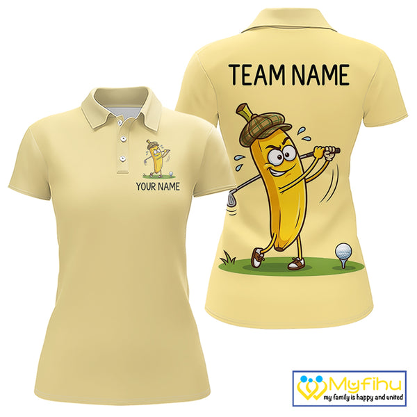 Funny Banana Womens Golf Polo Shirt, Custom Golf Polo For Women, Golf Jersey For Golf Lovers NHT906