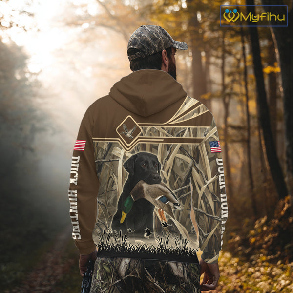 Mallard Duck Hunting Camouflage Shirt With Black Labrador Retriever, Duck Hunting Season NHT119