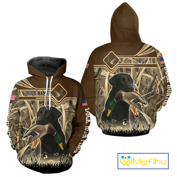 Mallard Duck Hunting Camouflage Shirt With Black Labrador Retriever, Duck Hunting Season NHT119
