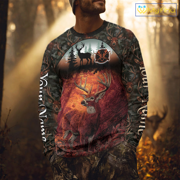 Best Deer Hunting Shirt 3D All-Over Print with Deer Forest Camo Perfect for Deer Season NHT27