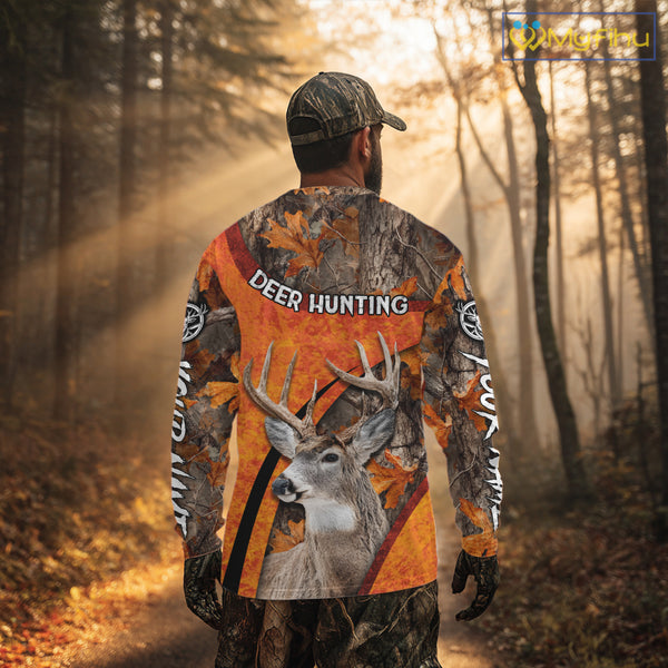 Orange Camo Deer Hunting Shirt, Deer Hunting with Full All - Over 3D For Deer Hunters NHT246