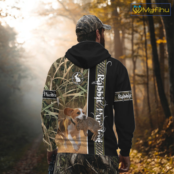 Custom Rabbit Hunting With Beagle Dog Camo 3D All Over Printed Shirt, Hunting Gift NHT161