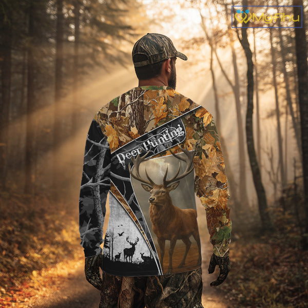 Red Deer Hunting Orange Camo Black - Personalized All Over Print Deer Hunting Clothes NHT171